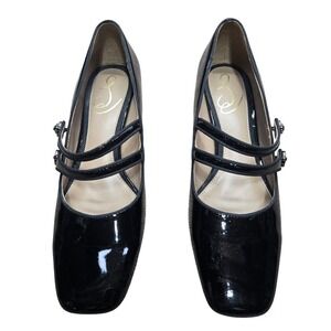 Sam Edelman Tahira Maryjane Black Patent Leather Heels Pumps Size 6.5 Luxury